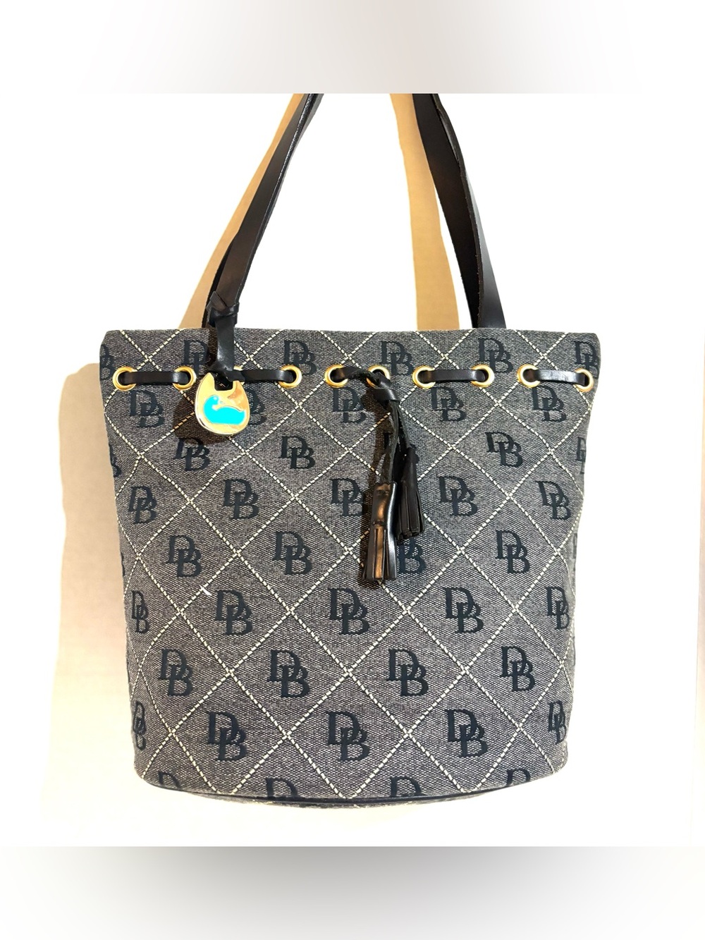 Dooney & Bourke Navy Logo Print Tote Bag